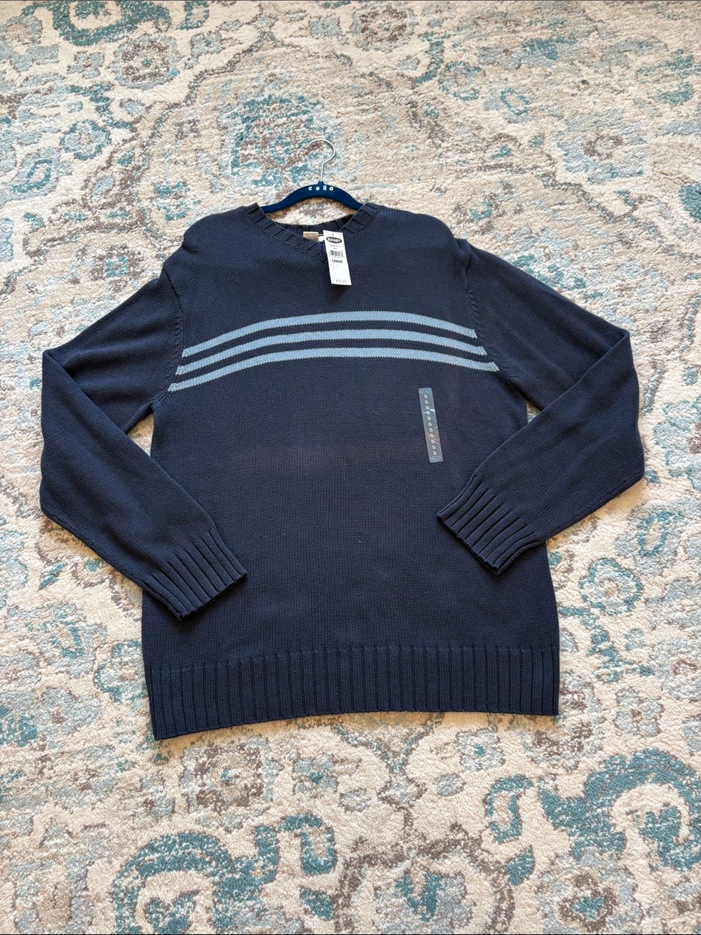 Old Navy Crewneck Sweater with Light Blue Stripes